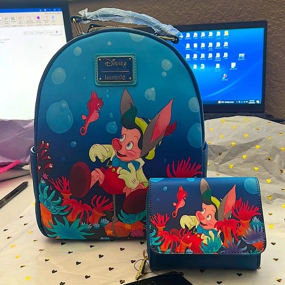 Pinocchio Loungefly mini backpack and matching wallet Loungefly Disney Pinocchio Marionette Mini Backpack - Comic Spot main image 2